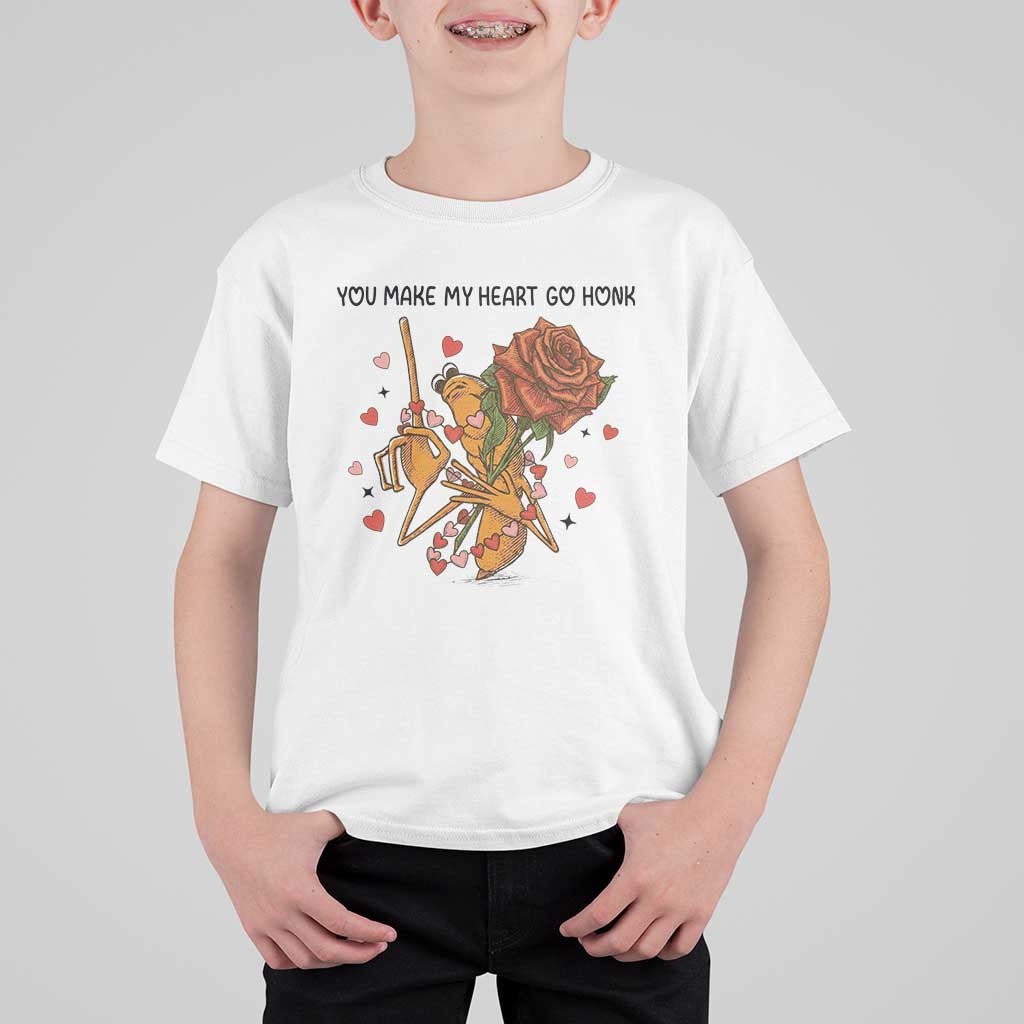 Marcus The Worm Valentine Meme T Shirt For Kid You Make My Heart Go Honk - Wonder Print Shop