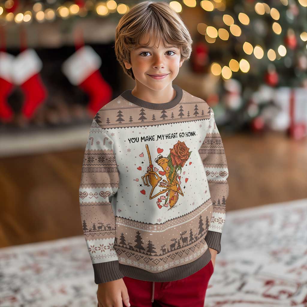 Marcus The Worm Valentine Meme Ugly Christmas Sweater You Make My Heart Go Honk - Wonder Print Shop