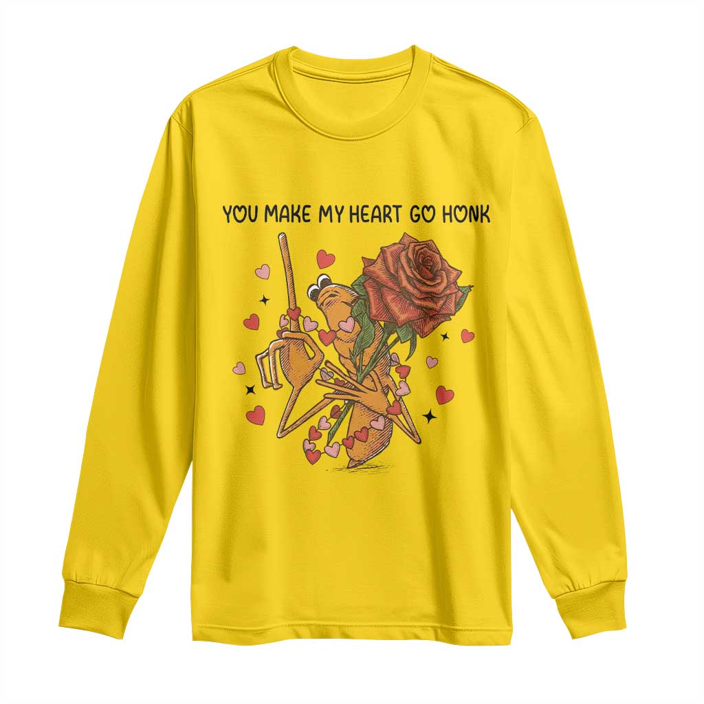 Marcus The Worm Valentine Meme Long Sleeve Shirt You Make My Heart Go Honk - Wonder Print Shop