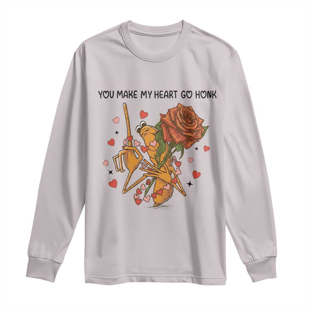 Marcus The Worm Valentine Meme Long Sleeve Shirt You Make My Heart Go Honk - Wonder Print Shop
