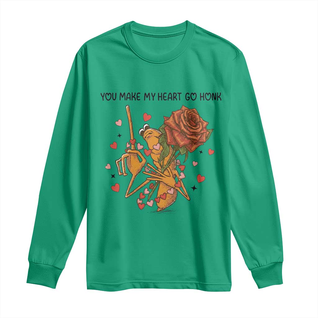 Marcus The Worm Valentine Meme Long Sleeve Shirt You Make My Heart Go Honk - Wonder Print Shop