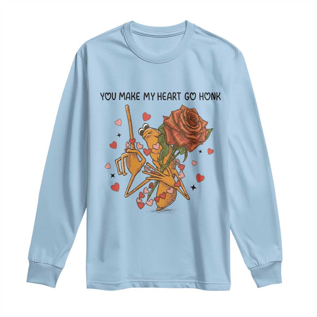 Marcus The Worm Valentine Meme Long Sleeve Shirt You Make My Heart Go Honk - Wonder Print Shop