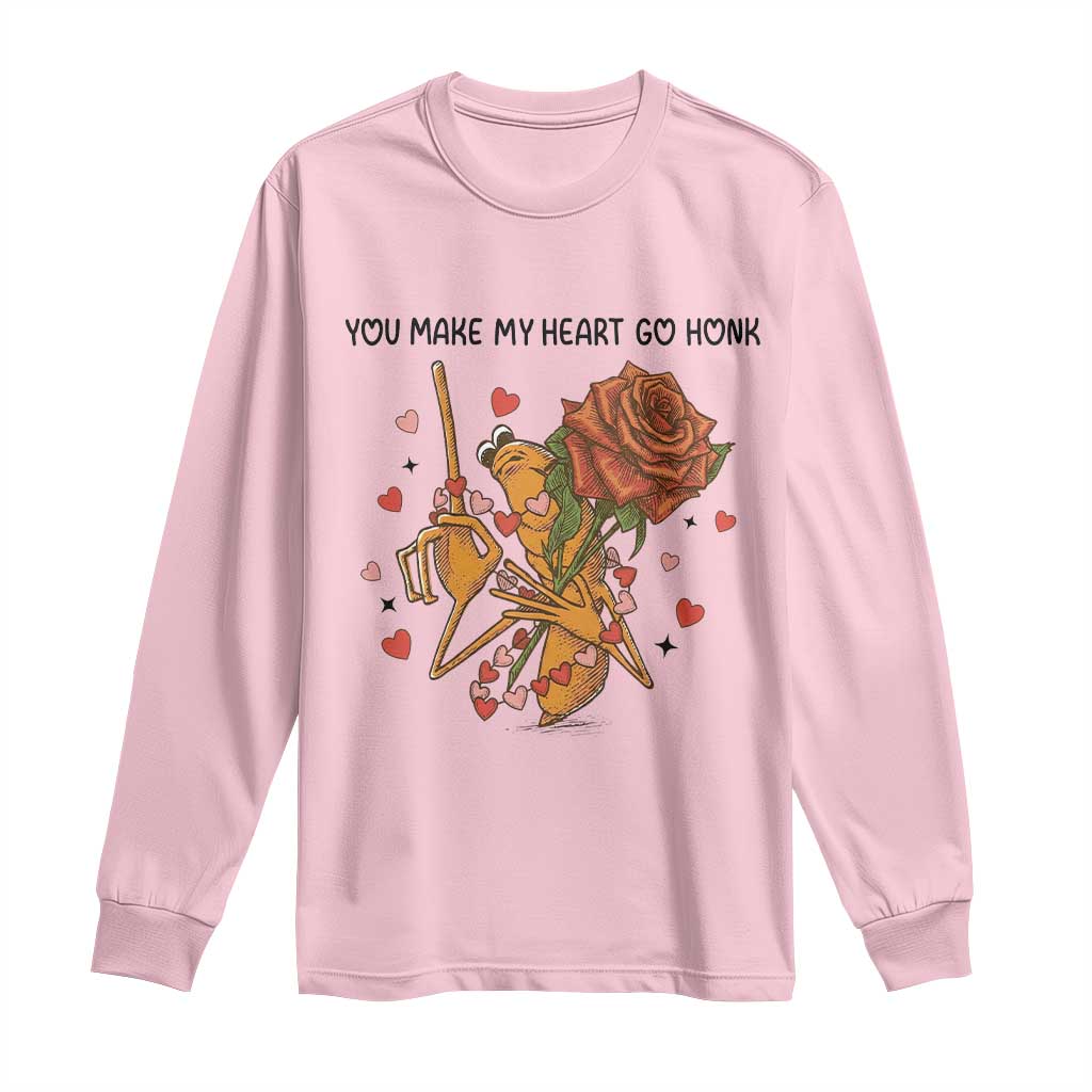 Marcus The Worm Valentine Meme Long Sleeve Shirt You Make My Heart Go Honk - Wonder Print Shop