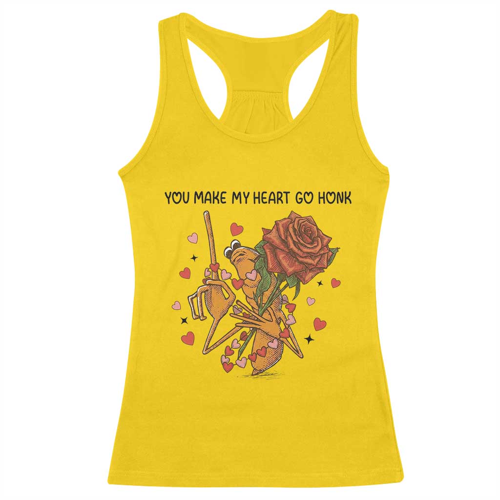 Marcus The Worm Valentine Meme Racerback Tank Top You Make My Heart Go Honk - Wonder Print Shop