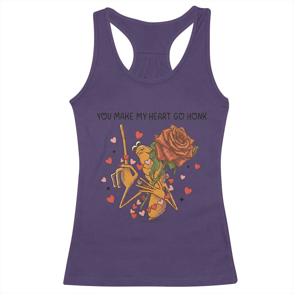 Marcus The Worm Valentine Meme Racerback Tank Top You Make My Heart Go Honk - Wonder Print Shop