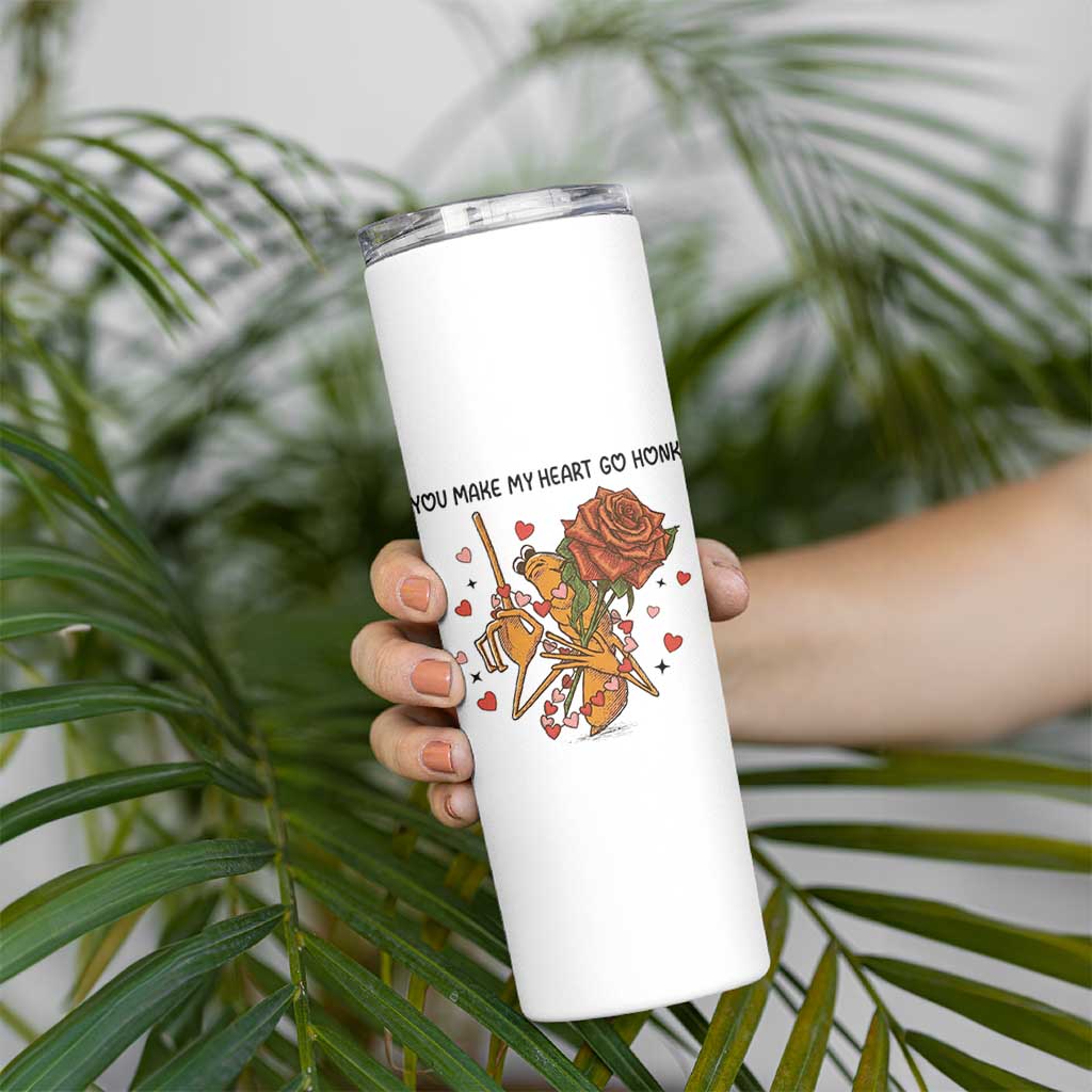 Marcus The Worm Valentine Meme Skinny Tumbler You Make My Heart Go Honk - Wonder Print Shop