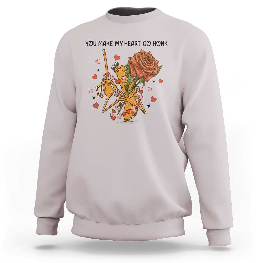 Marcus The Worm Valentine Meme Sweatshirt You Make My Heart Go Honk - Wonder Print Shop