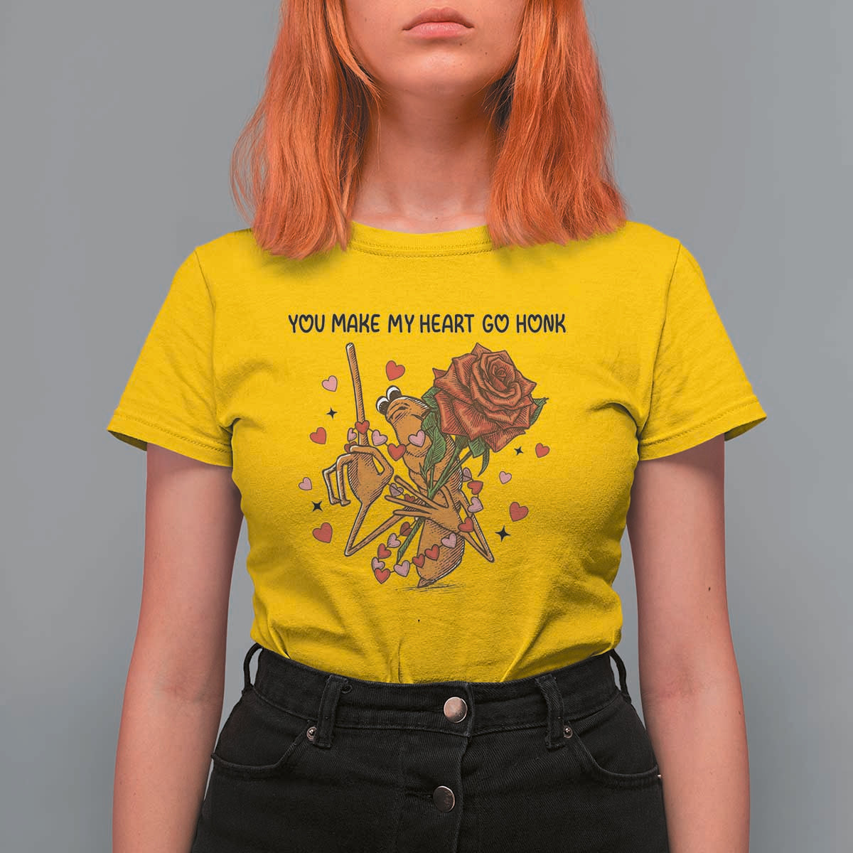 Marcus The Worm Valentine Meme T Shirt For Women You Make My Heart Go Honk - Wonder Print Shop