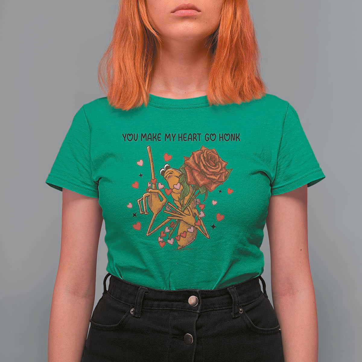 Marcus The Worm Valentine Meme T Shirt For Women You Make My Heart Go Honk - Wonder Print Shop