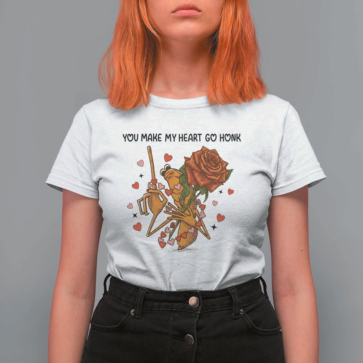 Marcus The Worm Valentine Meme T Shirt For Women You Make My Heart Go Honk - Wonder Print Shop