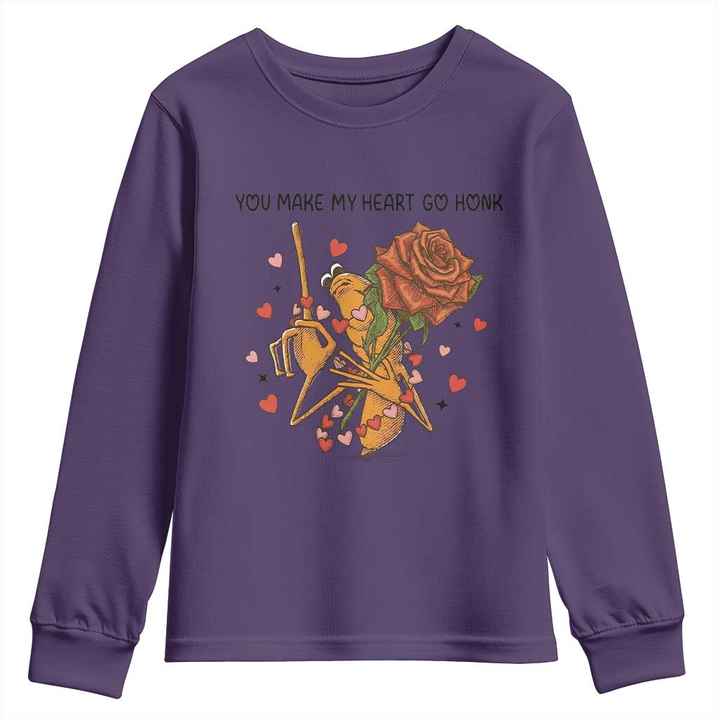 Marcus The Worm Valentine Meme Youth Sweatshirt You Make My Heart Go Honk - Wonder Print Shop