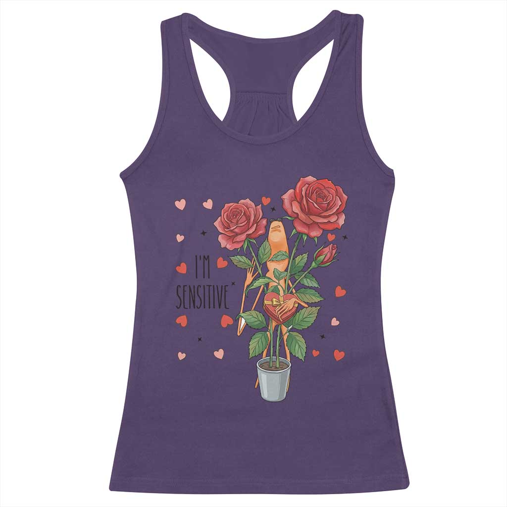 Marcus The Worm Valentine Meme Racerback Tank Top I Am Senstive - Wonder Print Shop