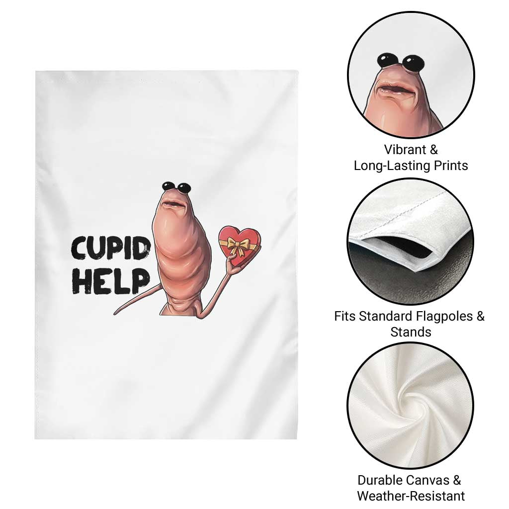 Marcus The Worm Valentine Meme Garden Flag Cupid Help - Wonder Print Shop