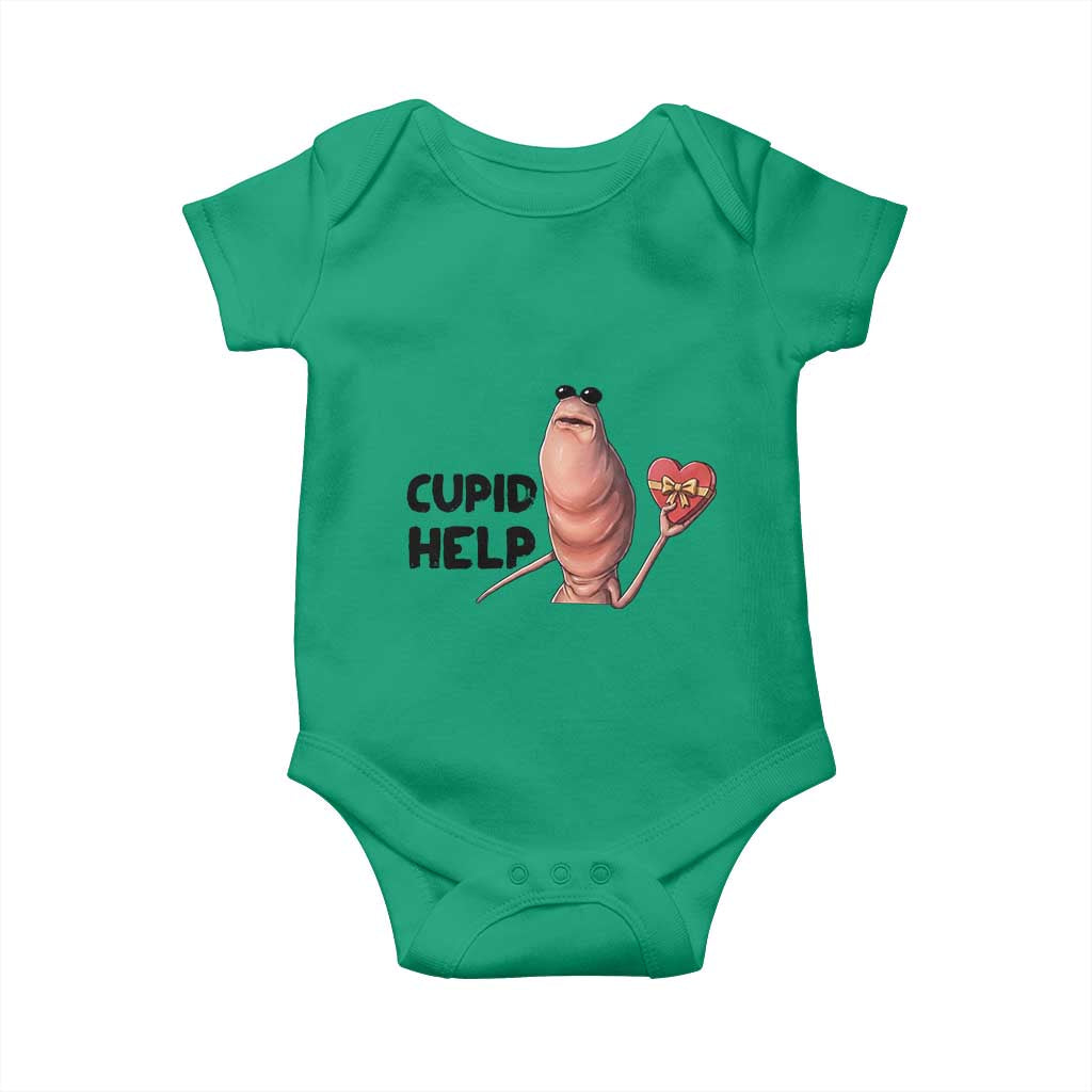 Marcus The Worm Valentine Meme Baby Onesie Cupid Help - Wonder Print Shop