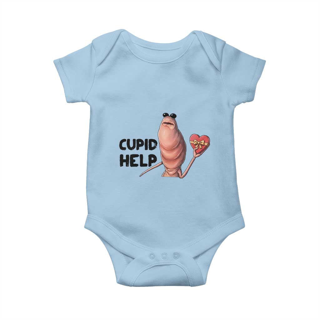 Marcus The Worm Valentine Meme Baby Onesie Cupid Help - Wonder Print Shop