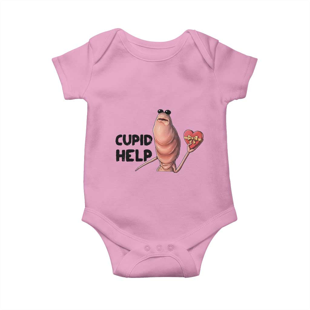 Marcus The Worm Valentine Meme Baby Onesie Cupid Help - Wonder Print Shop