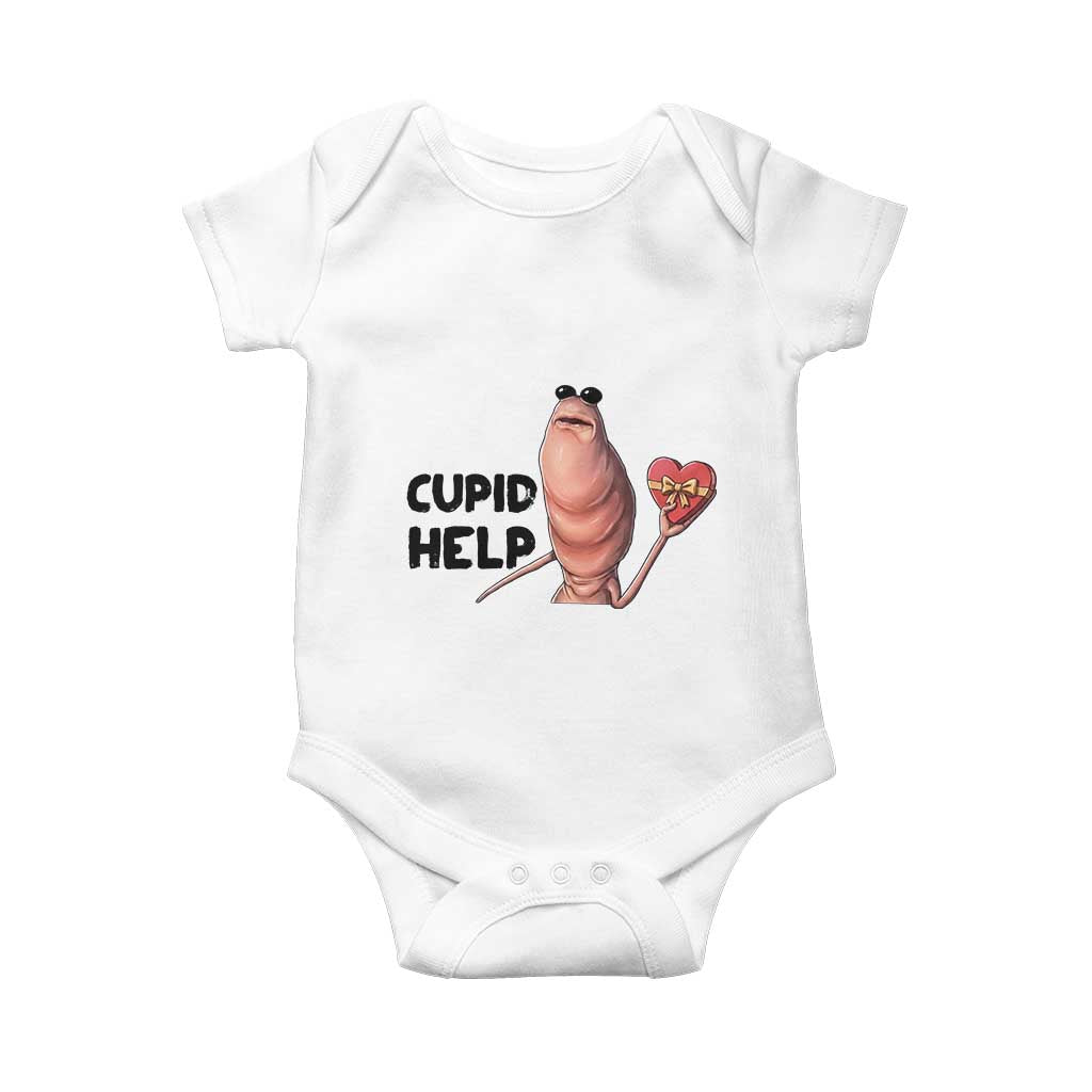 Marcus The Worm Valentine Meme Baby Onesie Cupid Help - Wonder Print Shop