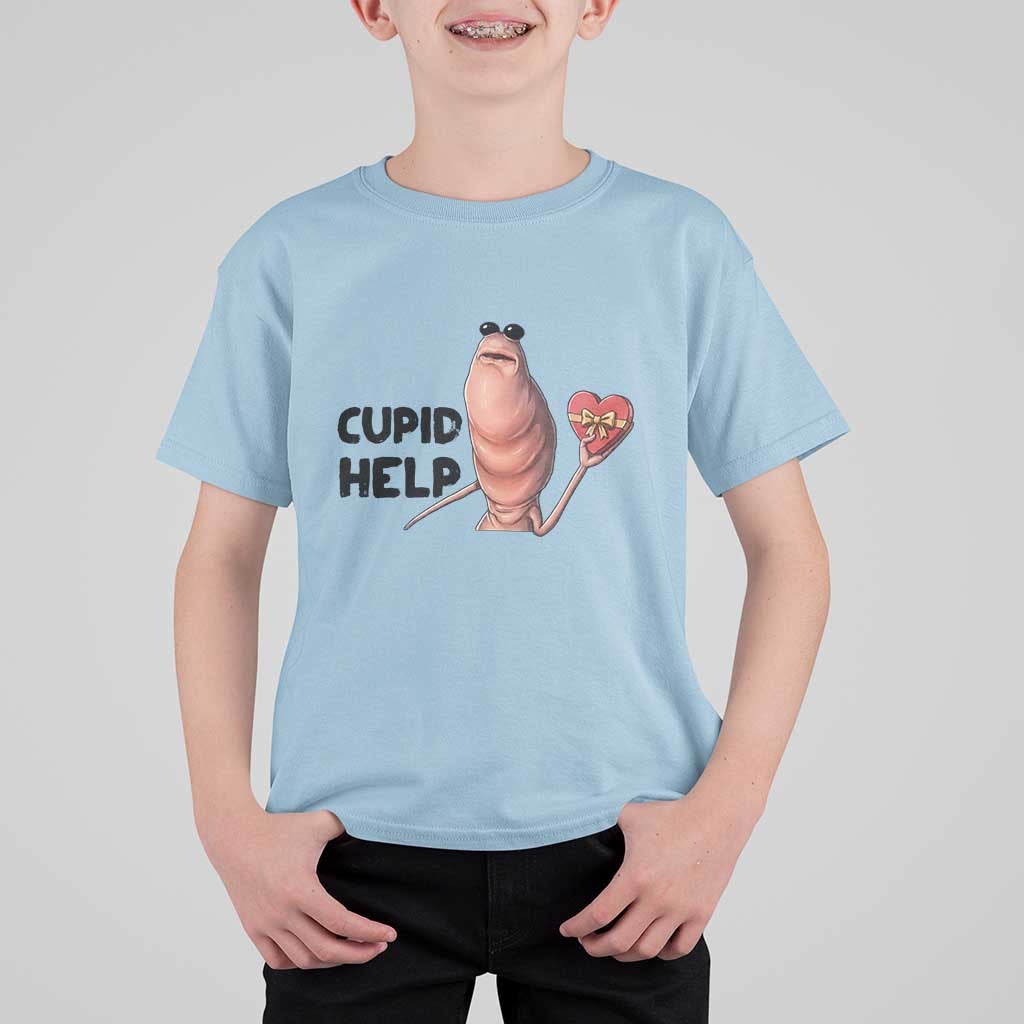 Marcus The Worm Valentine Meme T Shirt For Kid Cupid Help - Wonder Print Shop