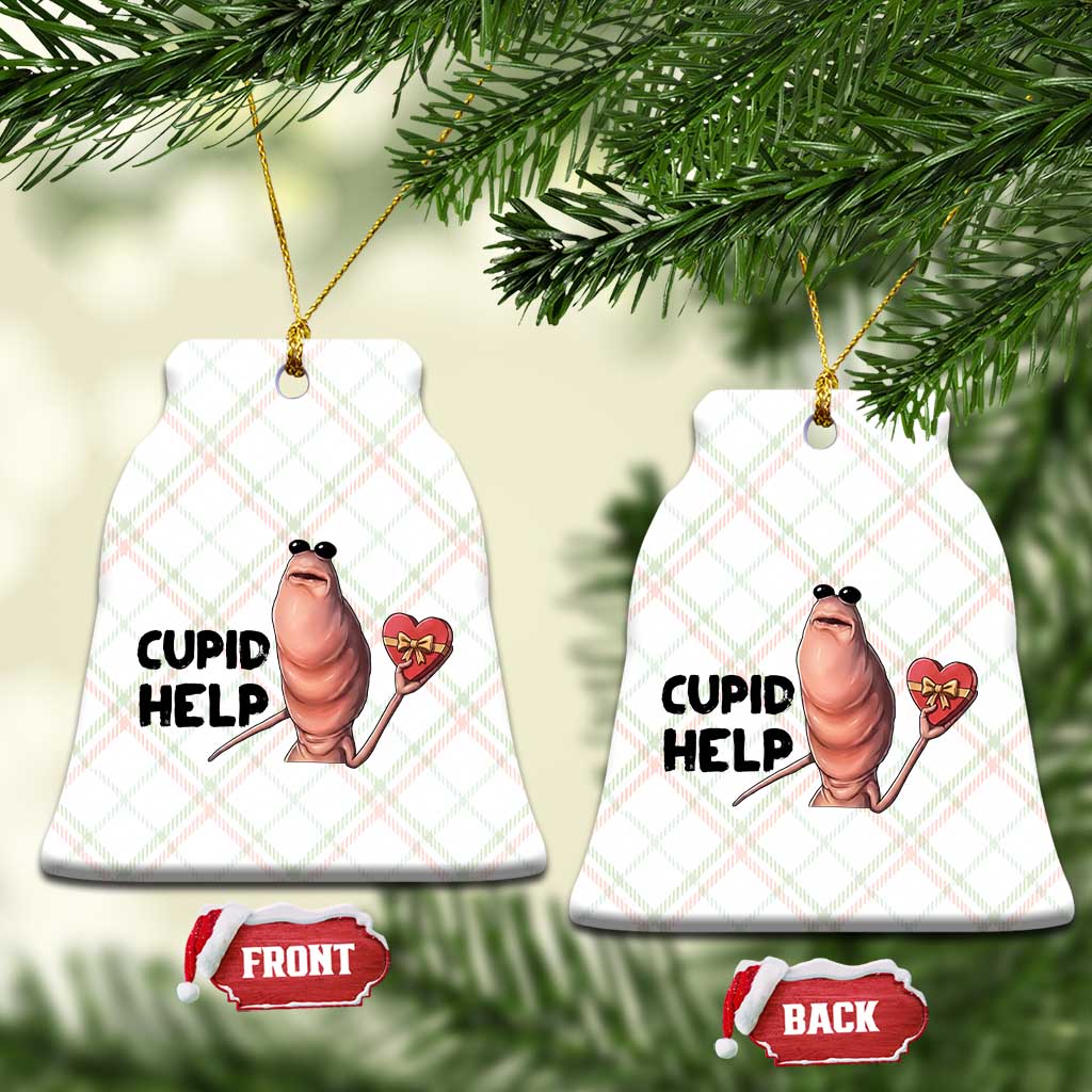 Marcus The Worm Valentine Meme Ceramic Ornament Cupid Help - Wonder Print Shop