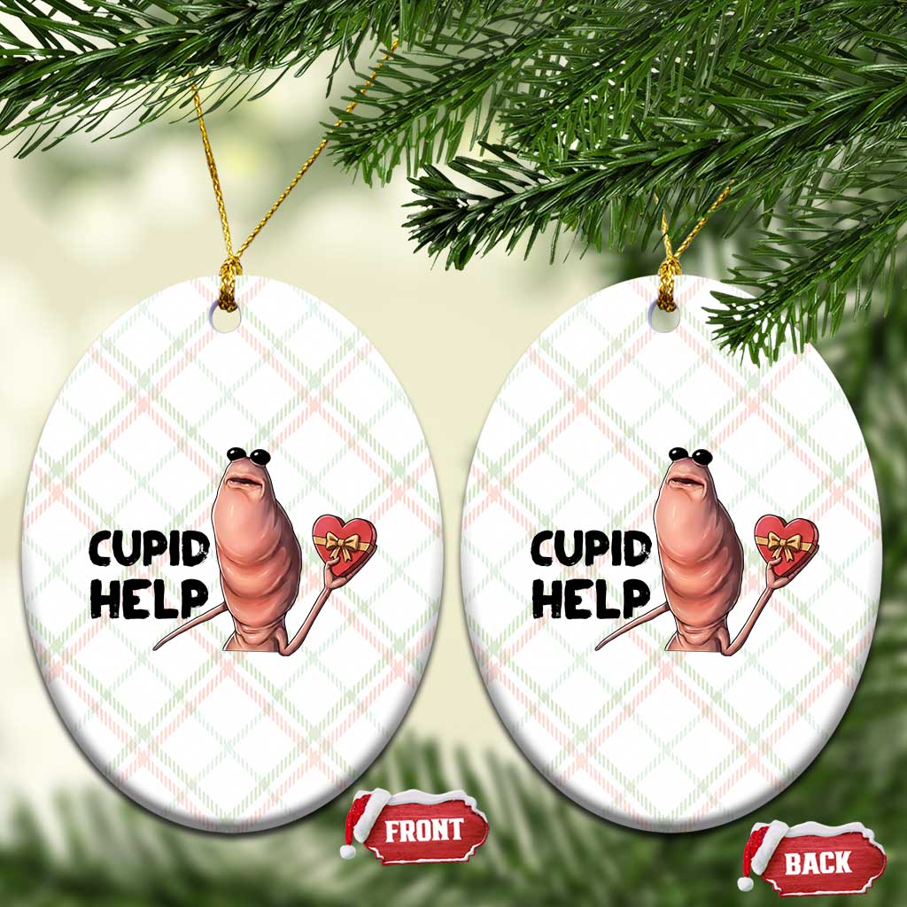 Marcus The Worm Valentine Meme Ceramic Ornament Cupid Help - Wonder Print Shop