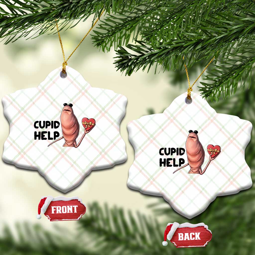Marcus The Worm Valentine Meme Ceramic Ornament Cupid Help - Wonder Print Shop