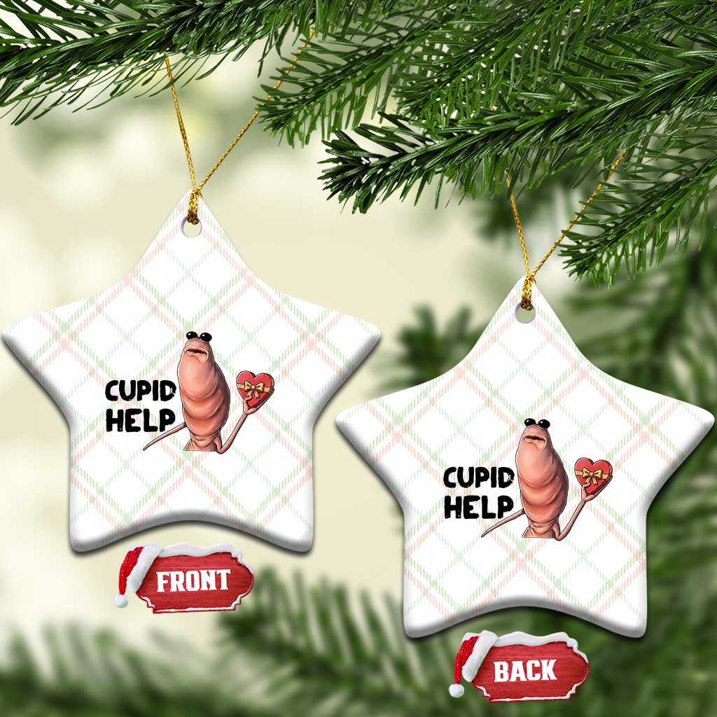 Marcus The Worm Valentine Meme Ceramic Ornament Cupid Help - Wonder Print Shop