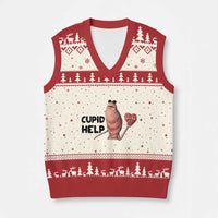 Marcus The Worm Valentine Meme V-Neck Knit Sweater Vest Cupid Help - Wonder Print Shop