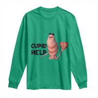 Marcus The Worm Valentine Meme Long Sleeve Shirt Cupid Help - Wonder Print Shop