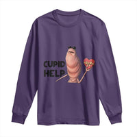 Marcus The Worm Valentine Meme Long Sleeve Shirt Cupid Help - Wonder Print Shop