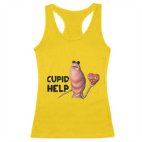 Marcus The Worm Valentine Meme Racerback Tank Top Cupid Help - Wonder Print Shop