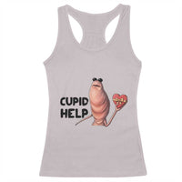 Marcus The Worm Valentine Meme Racerback Tank Top Cupid Help - Wonder Print Shop