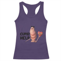 Marcus The Worm Valentine Meme Racerback Tank Top Cupid Help - Wonder Print Shop