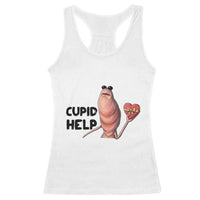 Marcus The Worm Valentine Meme Racerback Tank Top Cupid Help - Wonder Print Shop