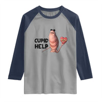 Marcus The Worm Valentine Meme Raglan Shirt Cupid Help - Wonder Print Shop