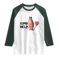 Marcus The Worm Valentine Meme Raglan Shirt Cupid Help - Wonder Print Shop