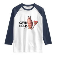 Marcus The Worm Valentine Meme Raglan Shirt Cupid Help - Wonder Print Shop