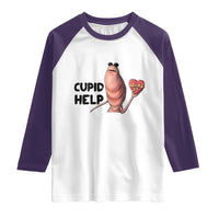 Marcus The Worm Valentine Meme Raglan Shirt Cupid Help - Wonder Print Shop