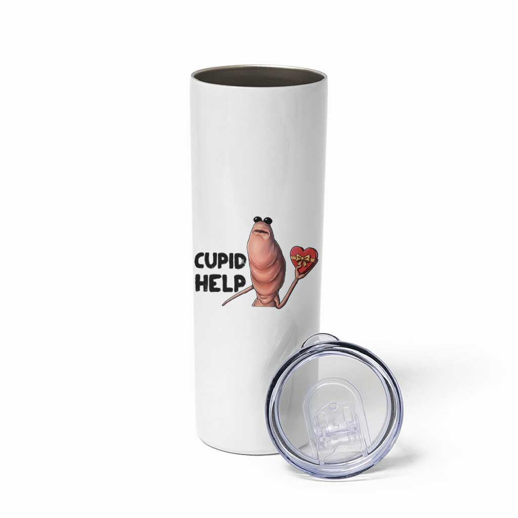Marcus The Worm Valentine Meme Skinny Tumbler Cupid Help - Wonder Print Shop