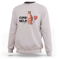 Marcus The Worm Valentine Meme Sweatshirt Cupid Help - Wonder Print Shop