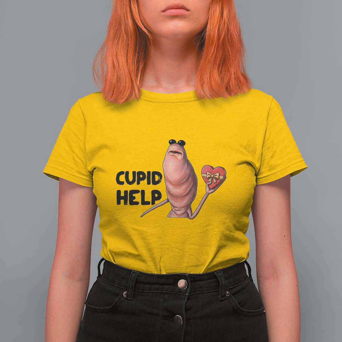 Marcus The Worm Valentine Meme T Shirt For Women Cupid Help - Wonder Print Shop