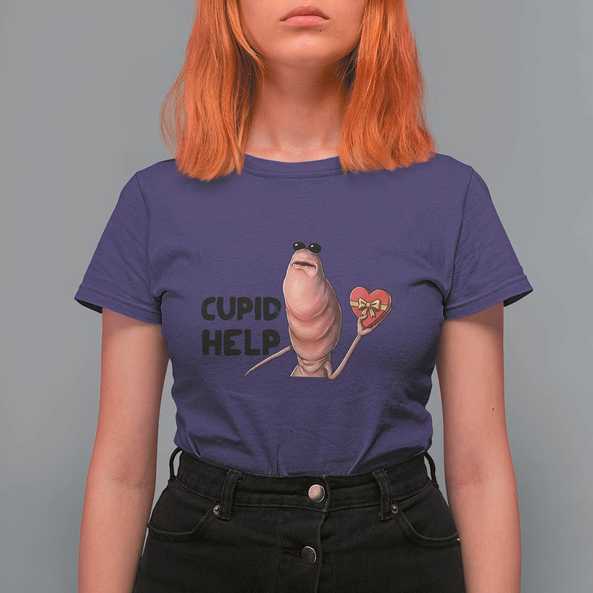 Marcus The Worm Valentine Meme T Shirt For Women Cupid Help - Wonder Print Shop