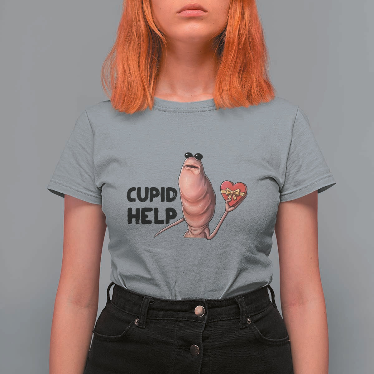 Marcus The Worm Valentine Meme T Shirt For Women Cupid Help - Wonder Print Shop