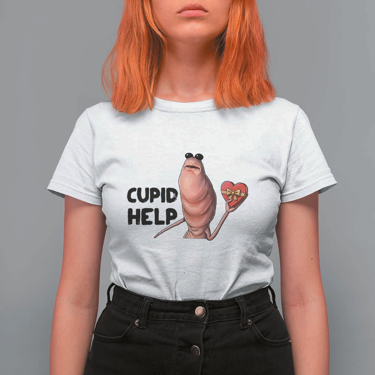 Marcus The Worm Valentine Meme T Shirt For Women Cupid Help - Wonder Print Shop