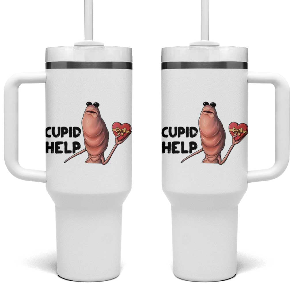 Marcus The Worm Valentine Meme Tumbler With Handle Cupid Help - Wonder Print Shop