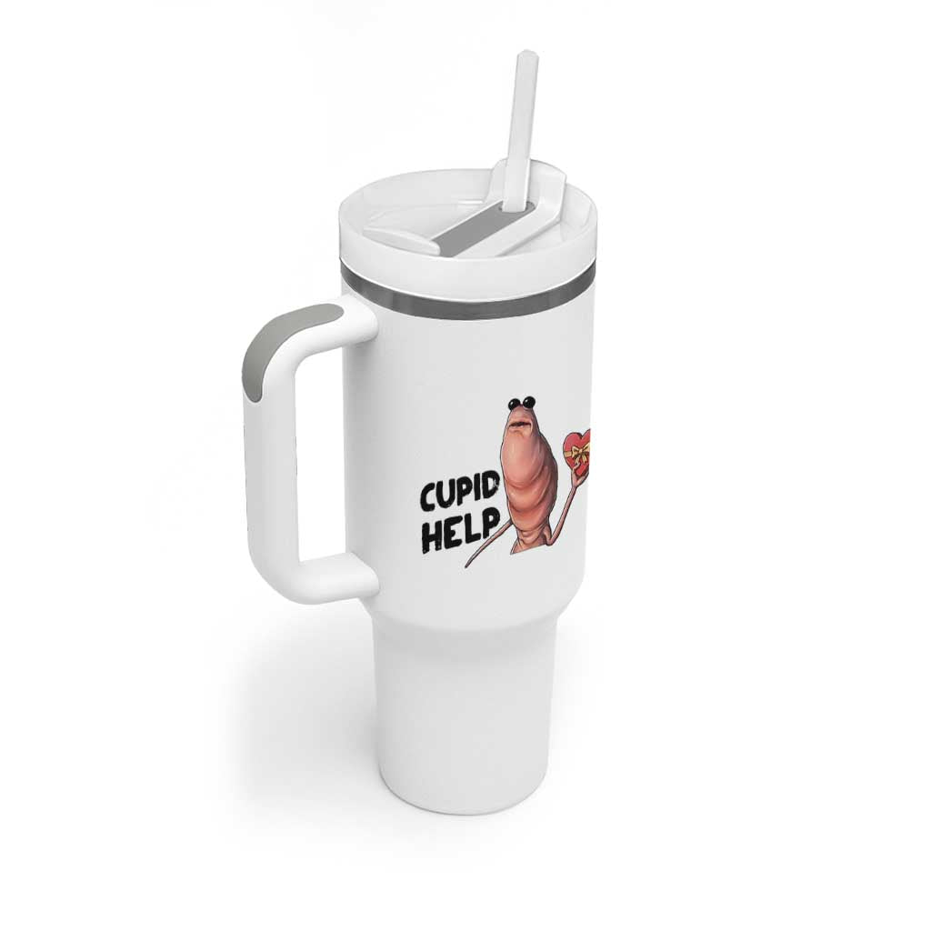 Marcus The Worm Valentine Meme Tumbler With Handle Cupid Help - Wonder Print Shop