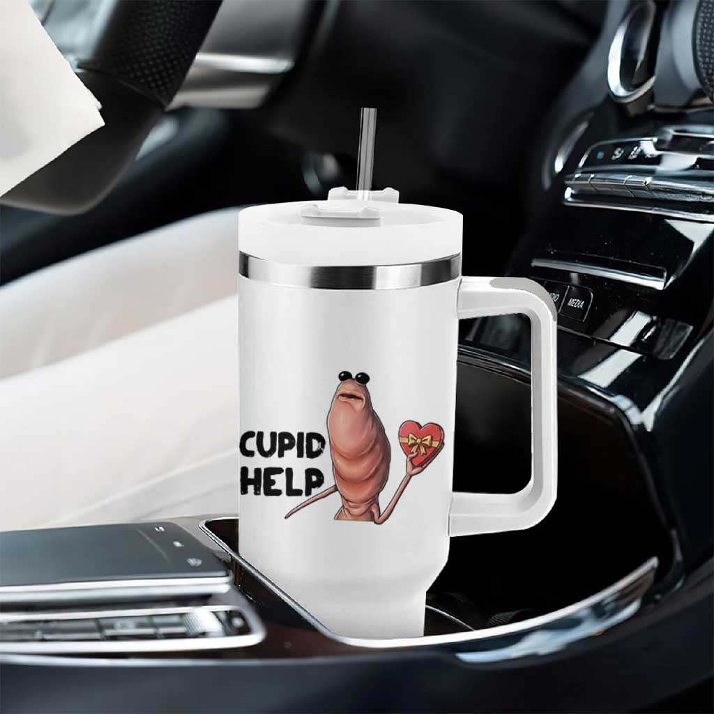 Marcus The Worm Valentine Meme Tumbler With Handle Cupid Help - Wonder Print Shop