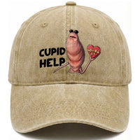 Marcus The Worm Valentine Meme Washed Cotton Baseball Cap Cupid Help