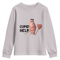 Marcus The Worm Valentine Meme Youth Sweatshirt Cupid Help - Wonder Print Shop