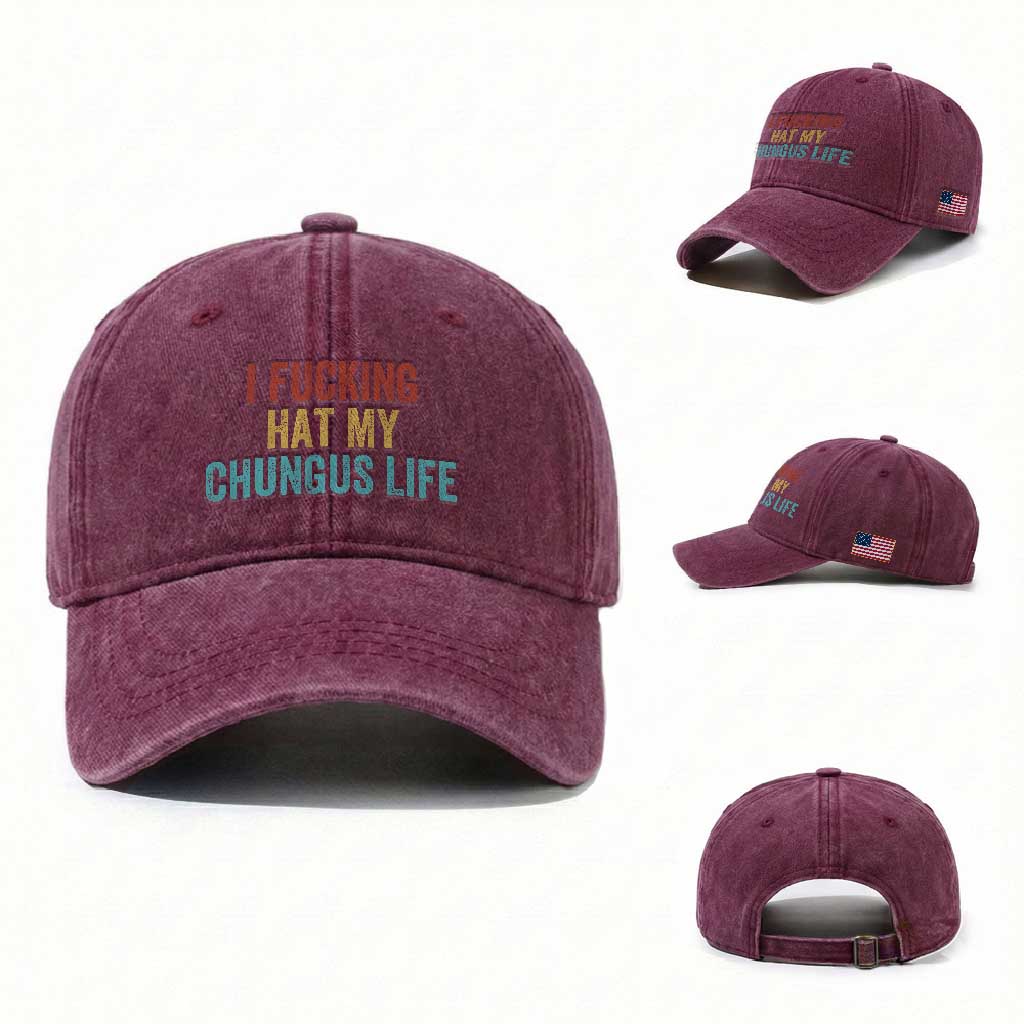 Funny Adult Humor Washed Cotton Baseball Cap I Fcking Hat My Chungus Life