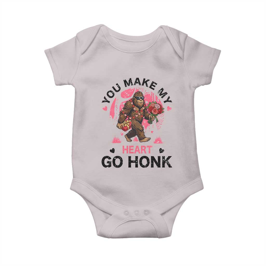 You Make My Heart Go Honk Baby Onesie Funny Bigfoot Valentine Meme - Wonder Print Shop